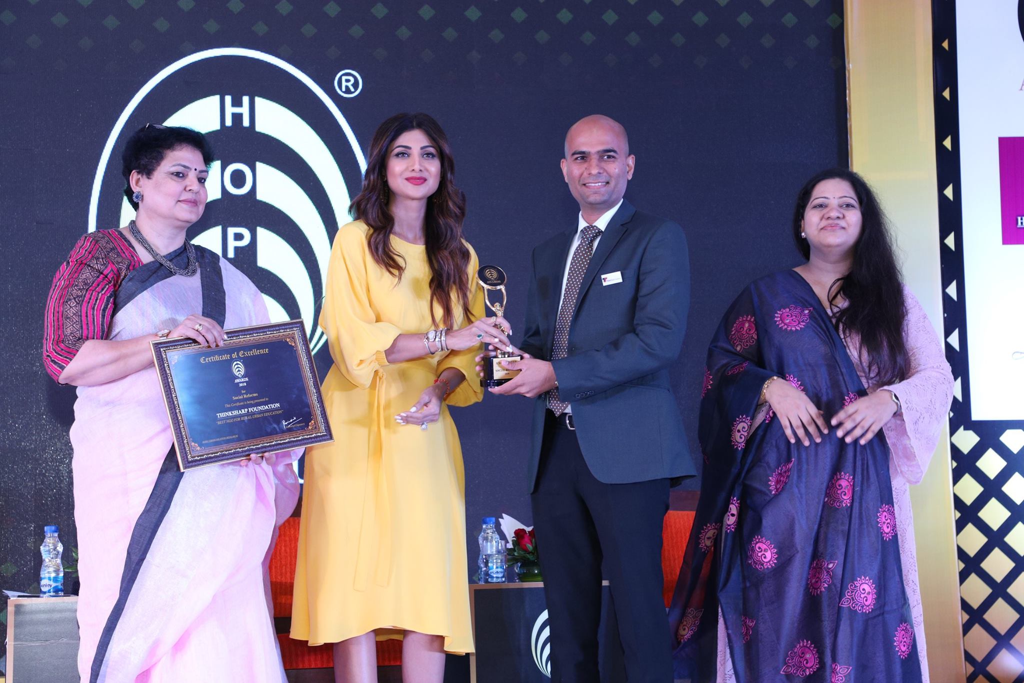 ThinkSharp Foundation awarded HOPE Award 2018 for Best NGO in India by Mrs.Shilpa Shetty Kundra